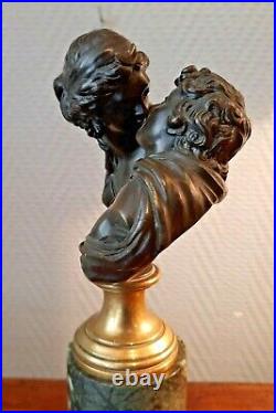 Paire de bronzes Les Baisers modèle de Houdon début XIXe siècle 154A