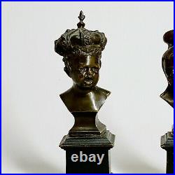 Paire de bustes en bronze figurant la monarchie et la révolution XIXe siècle