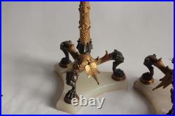 Paire de candélabres bronze Hérons Alfred Daubrée XIXe siècle (75275)