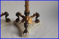 Paire de candélabres bronze Hérons Alfred Daubrée XIXe siècle (75275)