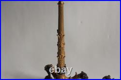 Paire de candélabres bronze Hérons Alfred Daubrée XIXe siècle (75275)