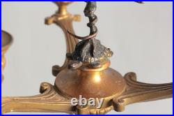 Paire de candélabres bronze Hérons Alfred Daubrée XIXe siècle (75275)