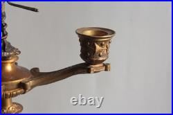 Paire de candélabres bronze Hérons Alfred Daubrée XIXe siècle (75275)