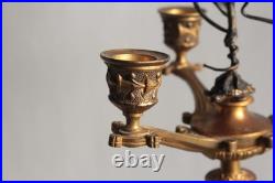 Paire de candélabres bronze Hérons Alfred Daubrée XIXe siècle (75275)