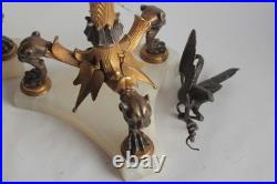 Paire de candélabres bronze Hérons Alfred Daubrée XIXe siècle (75275)