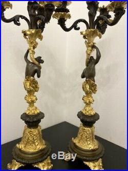 Paire de candélabres chandeliers en bronze doré XIX° siècle