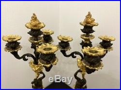 Paire de candélabres chandeliers en bronze doré XIX° siècle