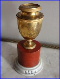 Paire de cassolettes Empire bronze et marbre XIXe siècle