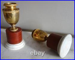 Paire de cassolettes Empire bronze et marbre XIXe siècle