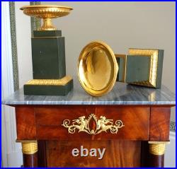 Paire de cassolettes Empire bronze patiné et doré début XIXe siècle