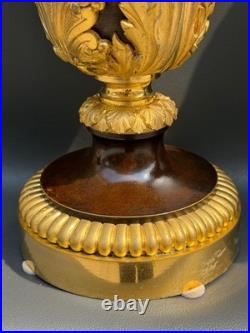 Paire de cassolettes néoclassiques en bronze patiné et bronze doré XIXe siècle