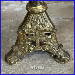 Paire de chandeliers d'église XIXe siècle Bronze doré Couvent italie