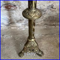 Paire de chandeliers d'église XIXe siècle Bronze doré Couvent italie
