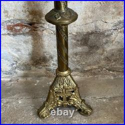 Paire de chandeliers d'église XIXe siècle Bronze doré Couvent italie