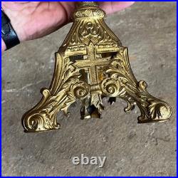 Paire de chandeliers d'église XIXe siècle Bronze doré Couvent italie
