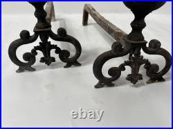 Paire de chenet de style Renaissance en bronze XIX siècle