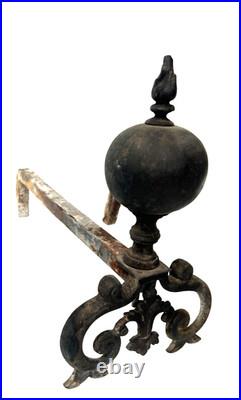 Paire de chenet de style Renaissance en bronze XIX siècle