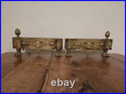 Paire de chenets À Pattes De Lion en Bronze Époque Empire XIXe Siècle