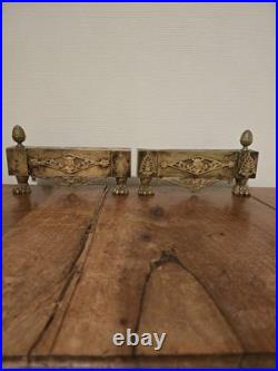 Paire de chenets À Pattes De Lion en Bronze Époque Empire XIXe Siècle