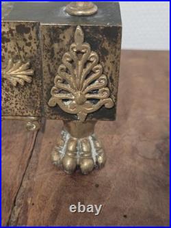 Paire de chenets À Pattes De Lion en Bronze Époque Empire XIXe Siècle