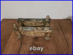 Paire de chenets À Pattes De Lion en Bronze Époque Empire XIXe Siècle