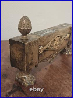 Paire de chenets À Pattes De Lion en Bronze Époque Empire XIXe Siècle