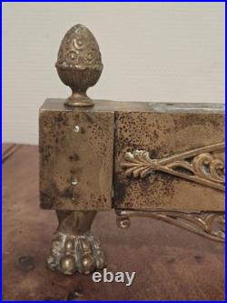 Paire de chenets À Pattes De Lion en Bronze Époque Empire XIXe Siècle