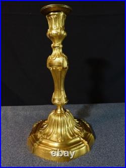 Paire de flambeaux bougeoir ancien 19 siècle XIX en bronze doré Régence Louis XV