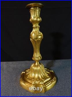 Paire de flambeaux bougeoir ancien 19 siècle XIX en bronze doré Régence Louis XV