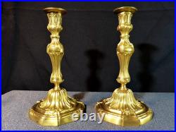Paire de flambeaux bougeoir ancien 19 siècle XIX en bronze doré Régence Louis XV