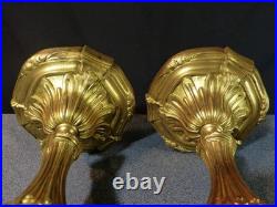 Paire de flambeaux bougeoir ancien 19 siècle XIX en bronze doré Régence Louis XV