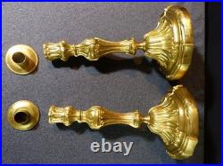 Paire de flambeaux bougeoir ancien 19 siècle XIX en bronze doré Régence Louis XV