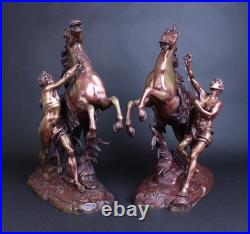Paire de modèles français en bronze XIXe siècle les chevaux de Marly par