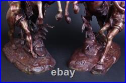 Paire de modèles français en bronze XIXe siècle les chevaux de Marly par