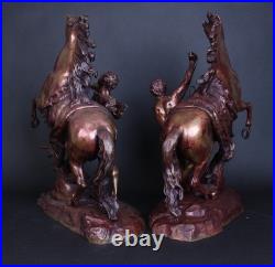 Paire de modèles français en bronze XIXe siècle les chevaux de Marly par