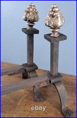 Paire de morilles, fer forgé et bronze, XIXe-XXe siècle