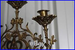 Paire de rampes d' autel Mariales bronze doré a l'or AVE MARIA XIXe Siècle