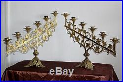 Paire de rampes d' autel en laiton doré XIXe Siècle