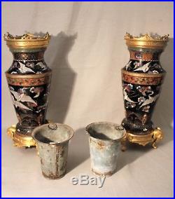 Paire de vases en émail cloisonné monture bronze éléphants Chine XIX ème siècle