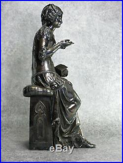 Pandora. Sculpture En Bronze Argente. Xix° Siecle. Hauteur 33 Centimetres