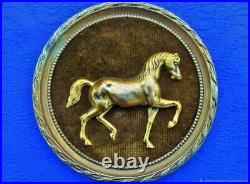 Panneau ancien miniature Cheval bronze laiton XIXe siècle Antique