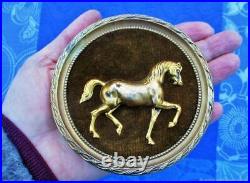 Panneau ancien miniature Cheval bronze laiton XIXe siècle Antique