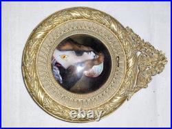 Peinture main sur porcelaine cadre bronze XIX siècle