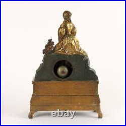 Pendule Ancienne en Bronze Doré avec Base France XIXe Siècle