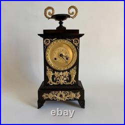 Pendule Bronze Dore Double Patine Charles X Époque restauration XIXe Siècle