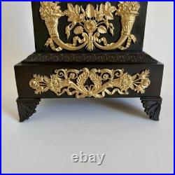 Pendule Bronze Dore Double Patine Charles X Époque restauration XIXe Siècle