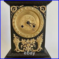Pendule Bronze Dore Double Patine Charles X Époque restauration XIXe Siècle