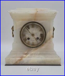 Pendule ancienne de cheminée en onyx et bronze Barbedienne Paris XIXe siècle