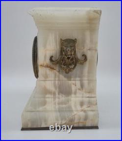 Pendule ancienne de cheminée en onyx et bronze Barbedienne Paris XIXe siècle