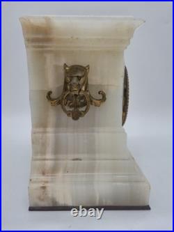 Pendule ancienne de cheminée en onyx et bronze Barbedienne Paris XIXe siècle